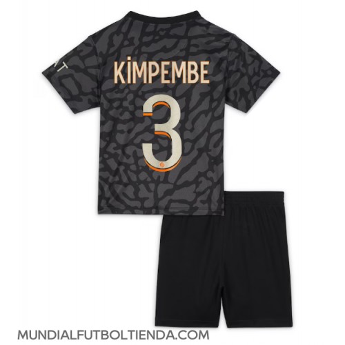 Camiseta Paris Saint-Germain Presnel Kimpembe #3 Tercera Equipación Replica 2023-24 para niños mangas cortas (+ Pantalones cortos)